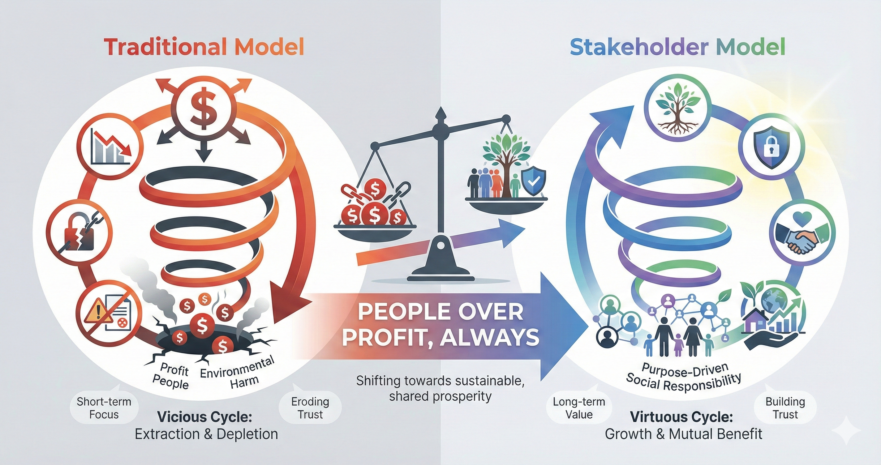 Business Model Philosophy: Traditional Model vs Stakeholder Model