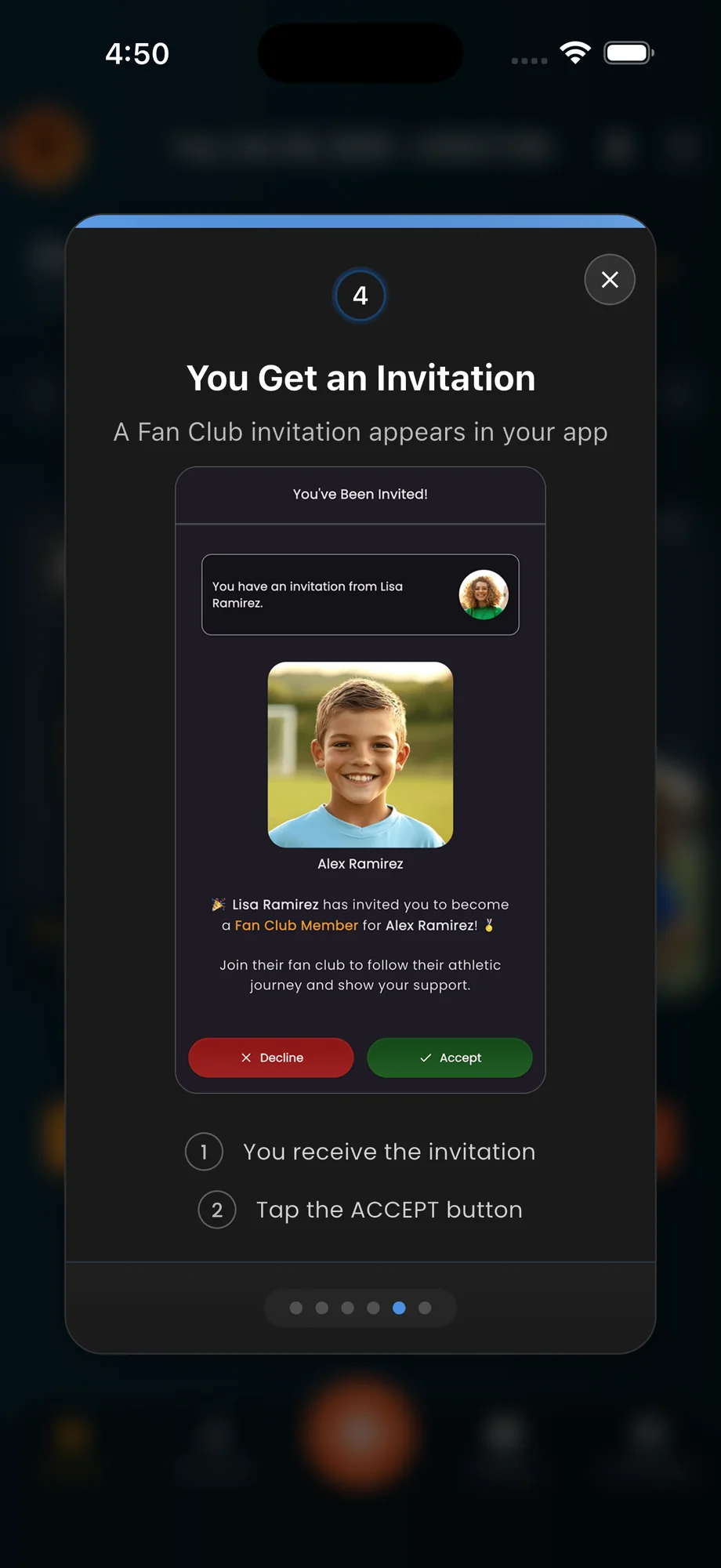 Connected and following live scores, photos, and chat