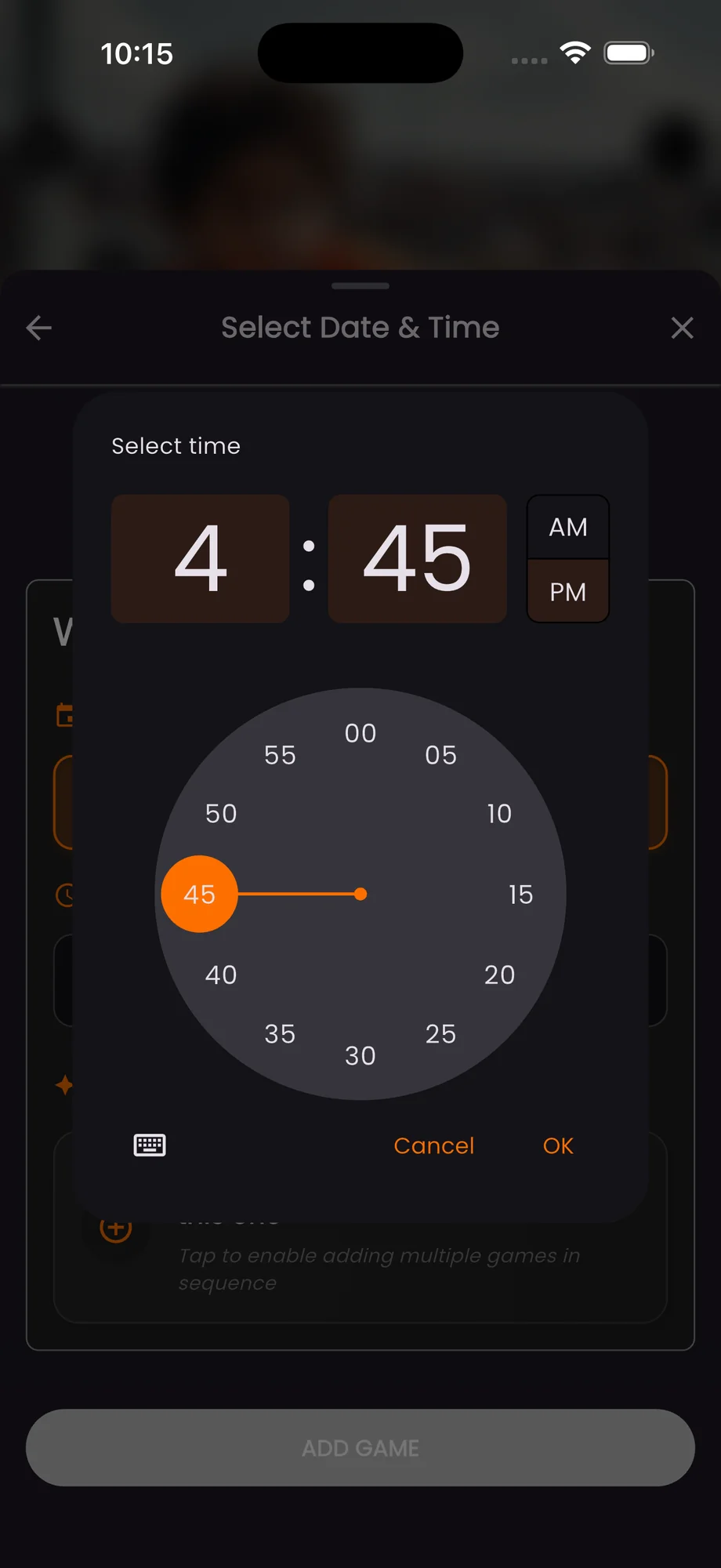 Select time