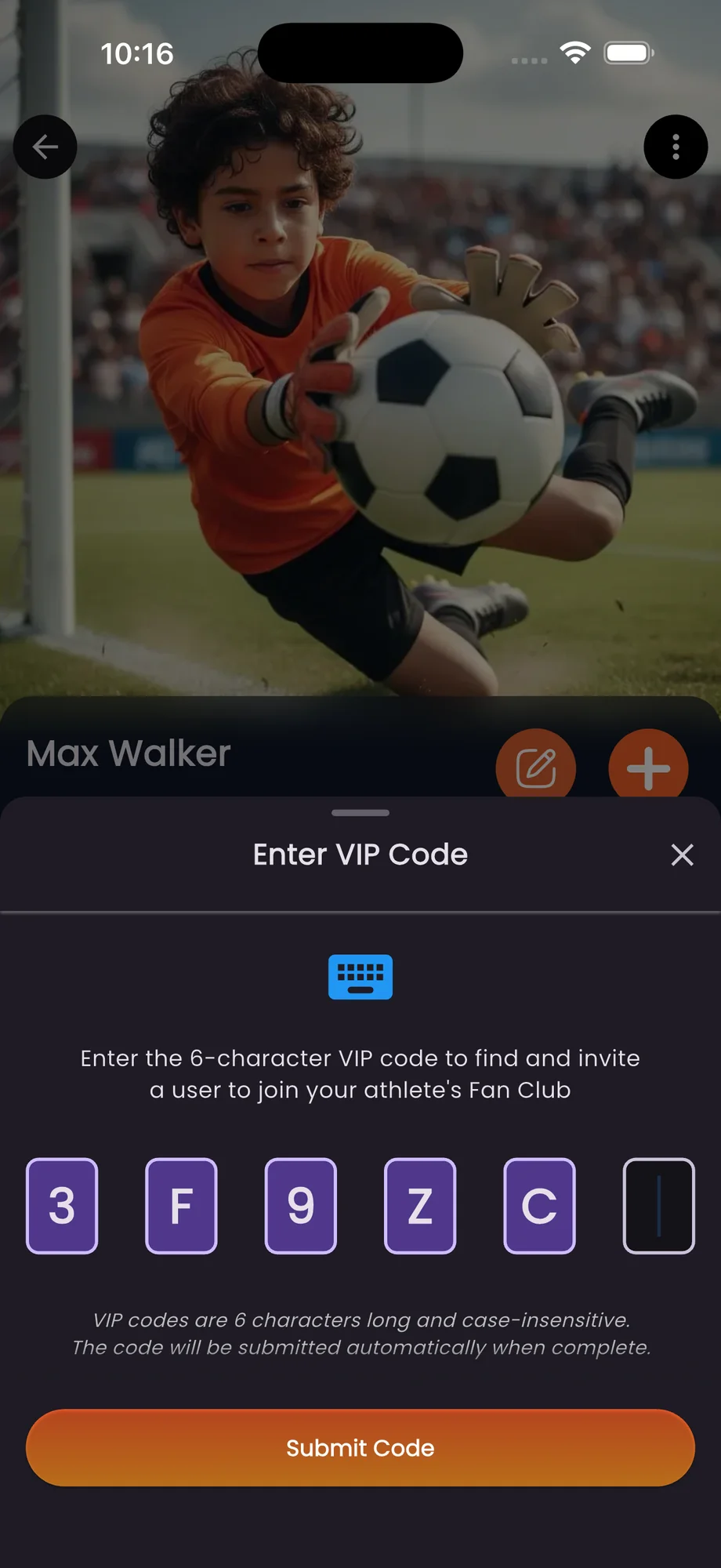 Enter VIP code